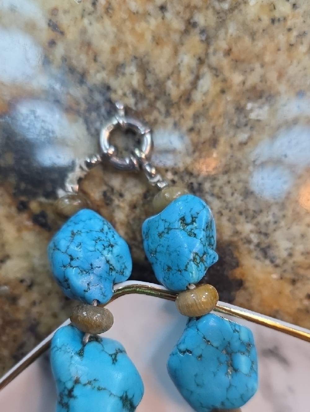 Handmade Turquoise Nugget Strand Necklace - Picture 3 of 4